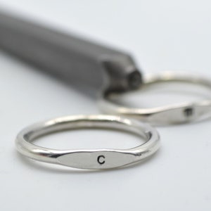 Letter Silver Ring 925,  woman stackable tiny  ring unisex handmade  by INDOMITAE, made to order