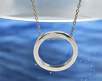 Minimal Hoop sterling silver dainty necklace  Handcrafted in Italy, Made to order