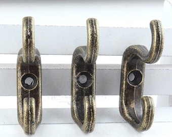 set of 5 hooks,key hooks,metal hooks,decorative hooks,furniture hook,jewelry hooks,shelf with key hooks,34mmx20mmx8mm(with screws)