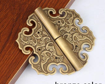 1 pcs Brass Cabinet door hinges,Furniture hinges,Chinese antique brass hinges,copper hinges,solid brass hinge,wooden box hinges