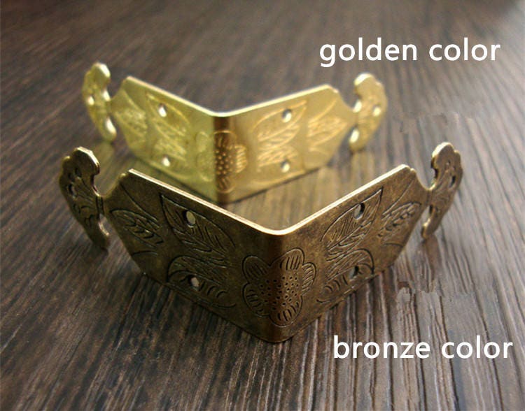 20x Book Corner Protectors Metal Decorative Golden Gold Colour