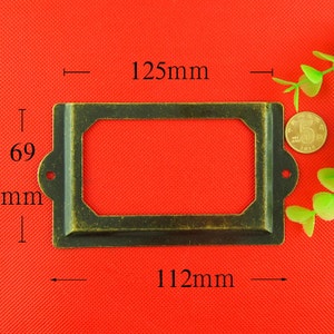 set di 2 grandi supporti di etichetta del metallo, titolari di carta, metallo etichetta fotogrammi con viti (125MMX69MM)