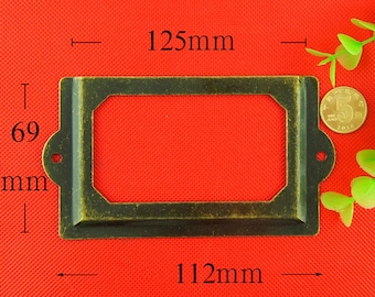 set of 2 large Metal Label Holders, Card Holders, Metal Label Frames with Screws (125MMX69MM)