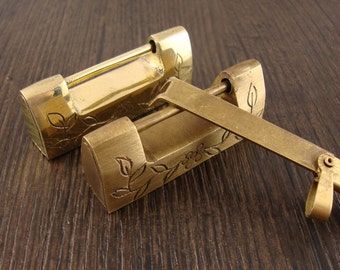 brass made: 1 pack of two color wooden jewelry box lock,Chinese  brass lock,antique style lock-52mm X 21mm