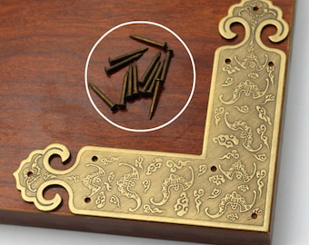 brass made: 1 pcs 89MMx89MM Jewelry Box Corner furniture brass corner Camphorwood box Corner Decoration Corner Protection with nails