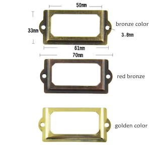 Drie kleur 10 stuks Metal Label houders, kaarthouders, Metal Label Frames met schroeven (70MMX33MM)