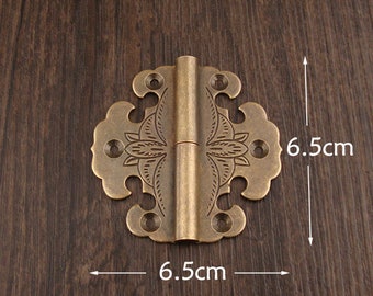 brass made: 2 pcs 65MMx65MM Jewelry Box hinges Brass Hinge wooden Box Hinges with Screws (180 degrees)