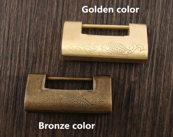 brass made: 1 pack of two color wooden jewelry box lock,fish brass lock,antique style lock-40mm X 20mm