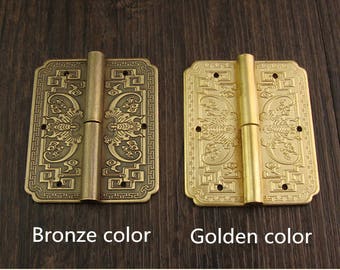 brass made: 2 pcs 60MMx50MM  Brass Cabinet door hinges  Furniture hinges Chinese antique brass hinges with Screws