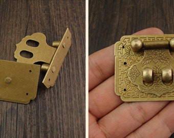brass made: 1Pcs 50mmX40mm Wooden jewelry Box Latches,hasp,box catches for gift box,wine box,Camphorwood box,brass latch with nails