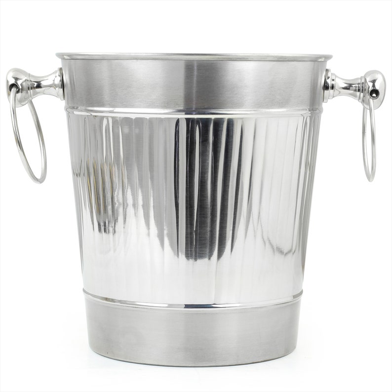 Wine Chiller On Stand Kitchenware Barware Accessories Vertical Striped Nickel Plated Majestic Wine /& Ice Bucket with Steel Bucket Stand