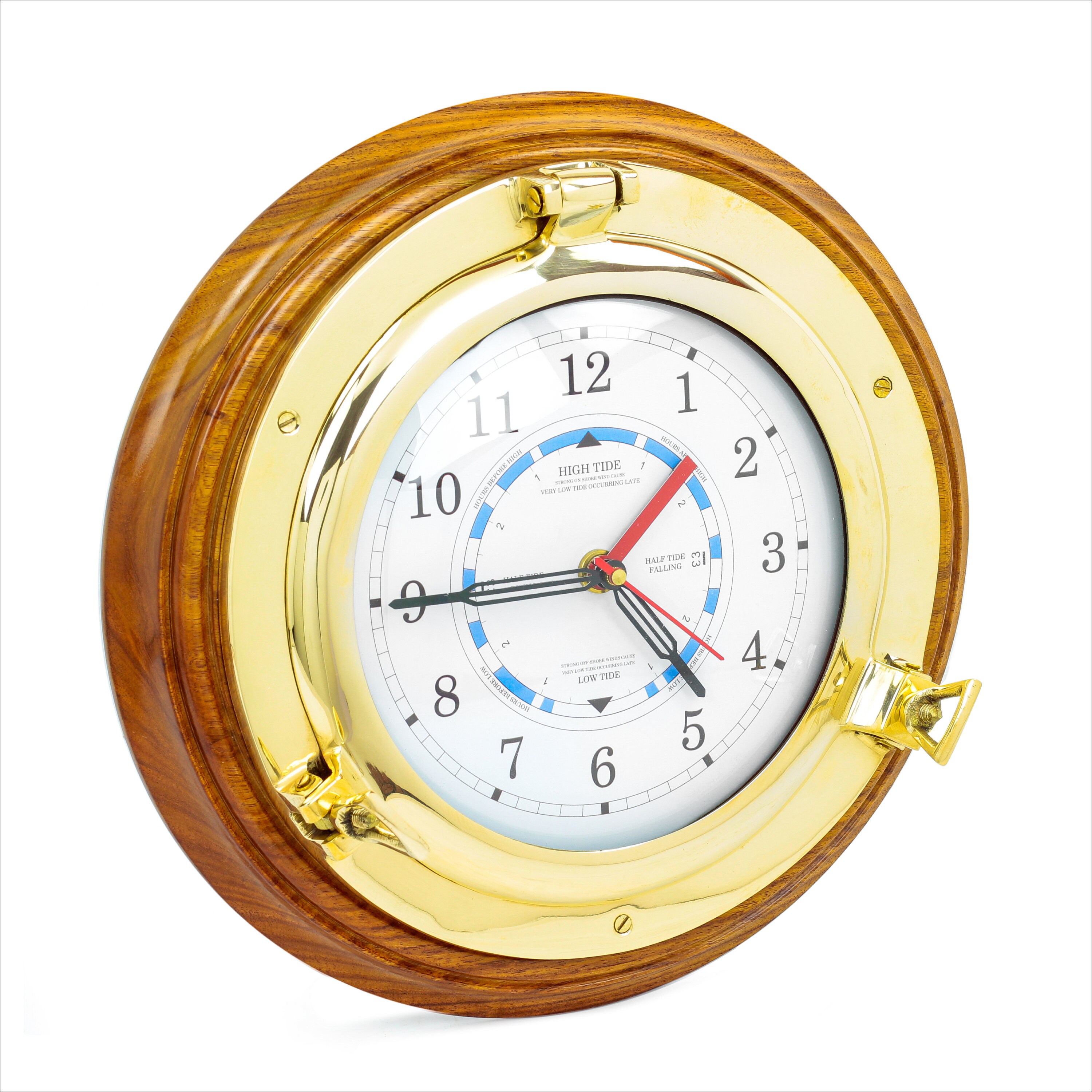 10 Brass Porthole Solid Wood Base Time's Clock with Etsy