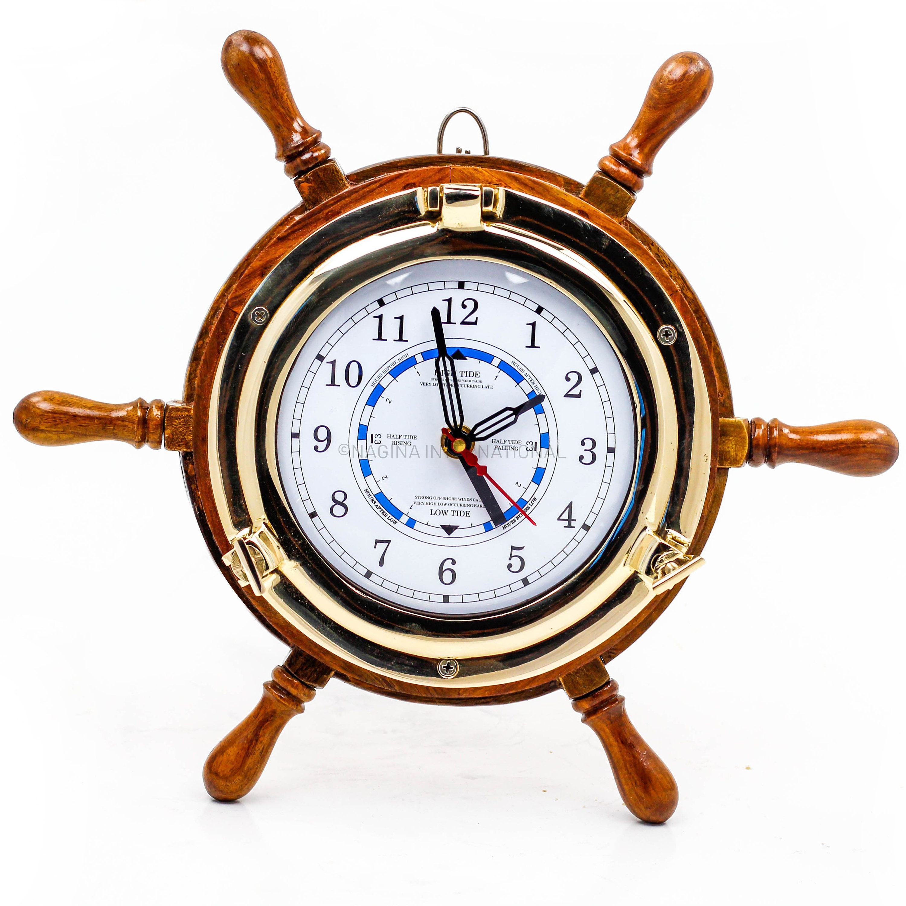 14 Porthole Tide Style Clock On Nautical Ship Wheel Etsy
