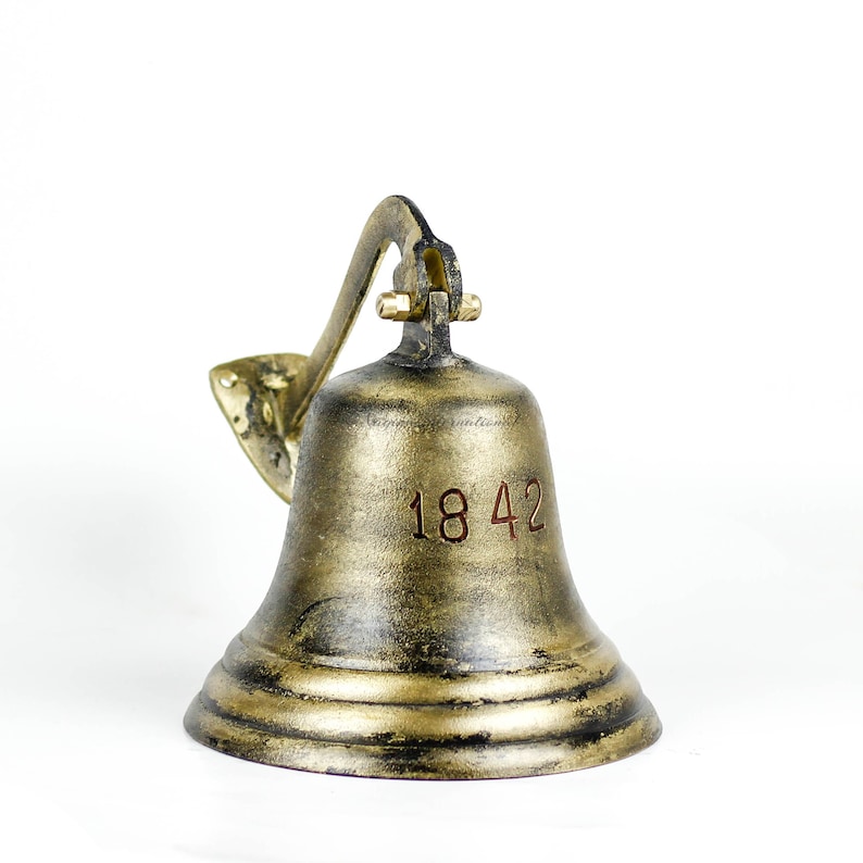 11 Solid Brass Antique Finish Ship Bell 1842 Engraved Etsy