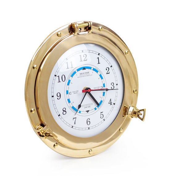 12 Porthole Tide Clock Solid Brass Porthole Fully Etsy