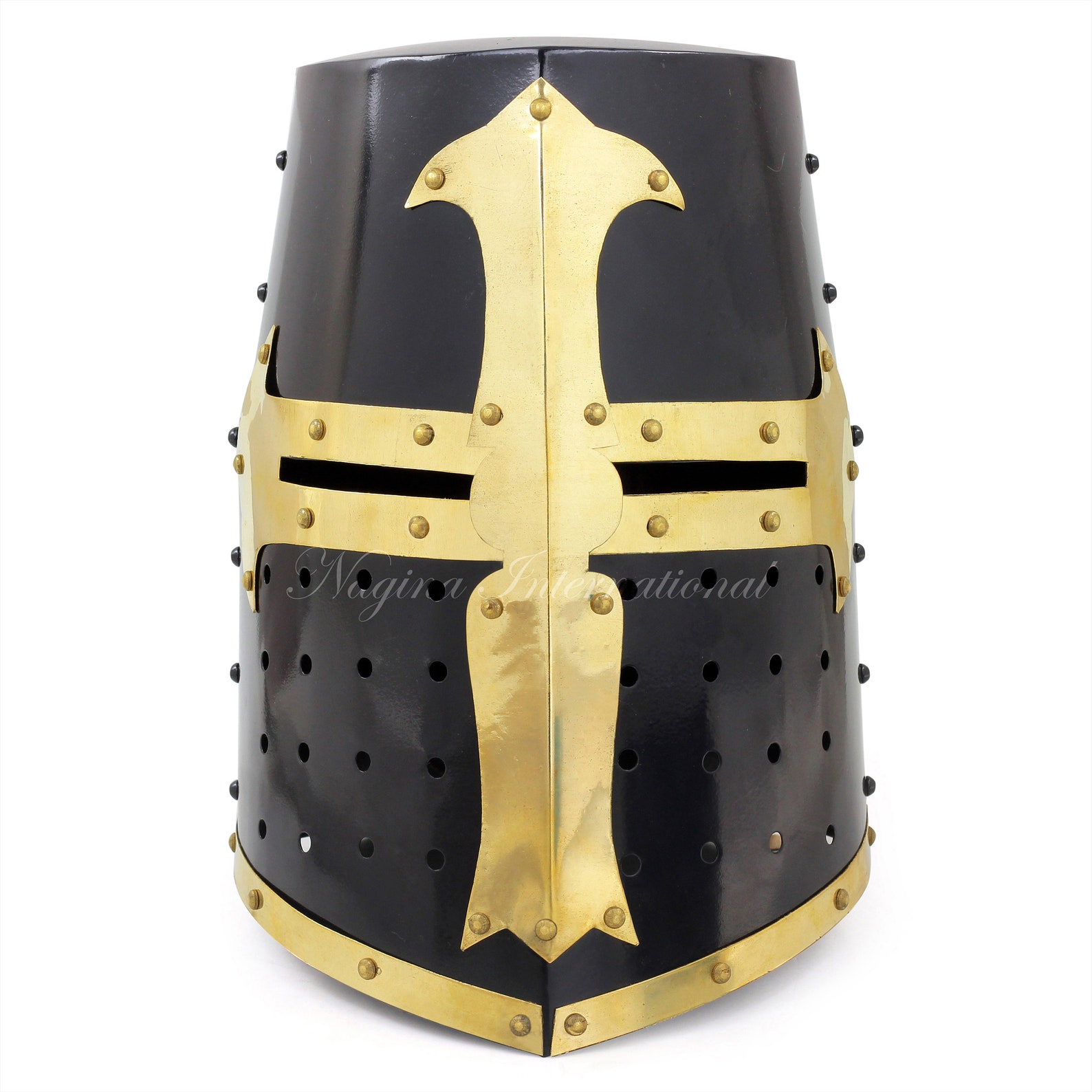 Medieval Knight Crusader Templar Helmet Black Mason Brass | Etsy