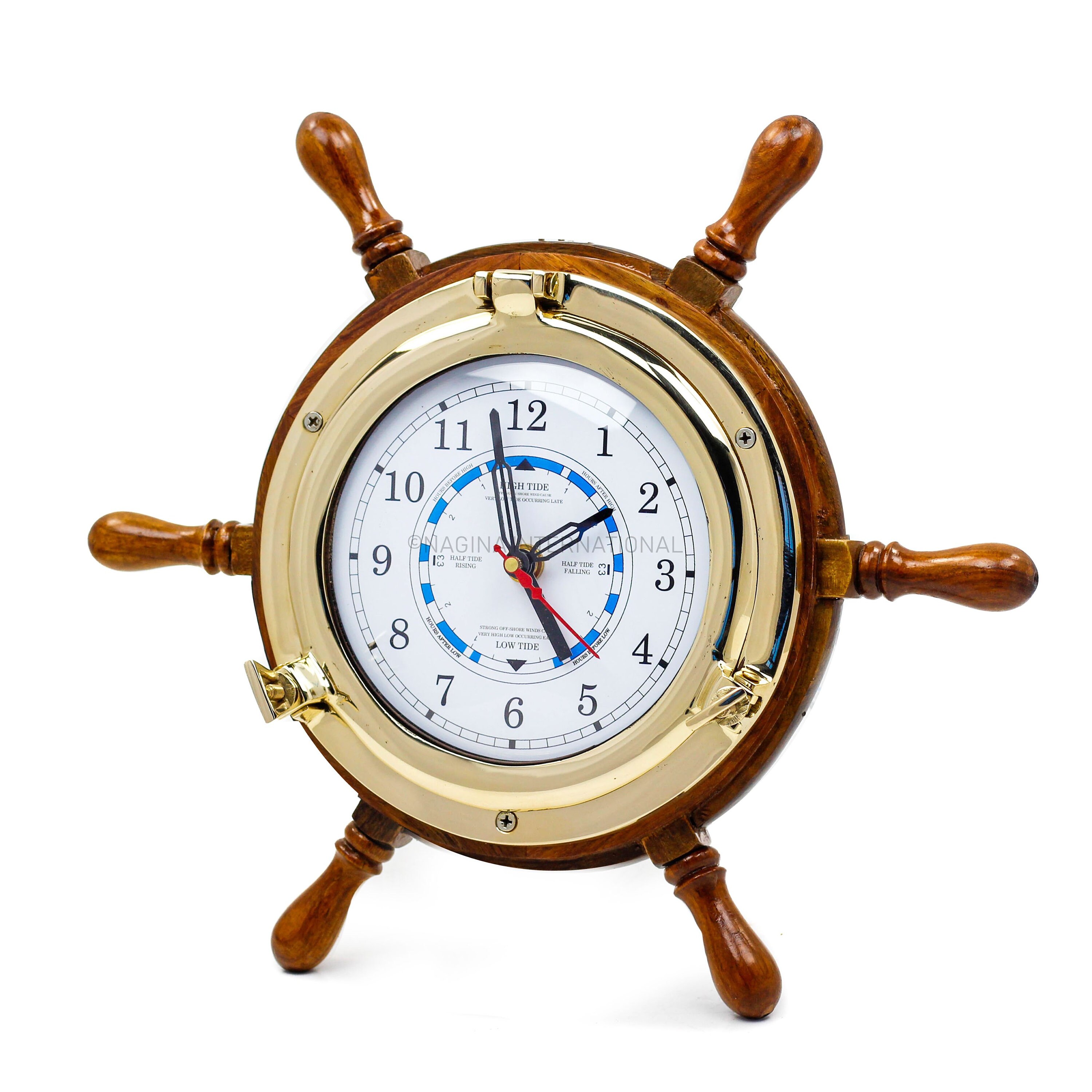 14 Porthole Tide Style Clock On Nautical Ship Wheel Etsy