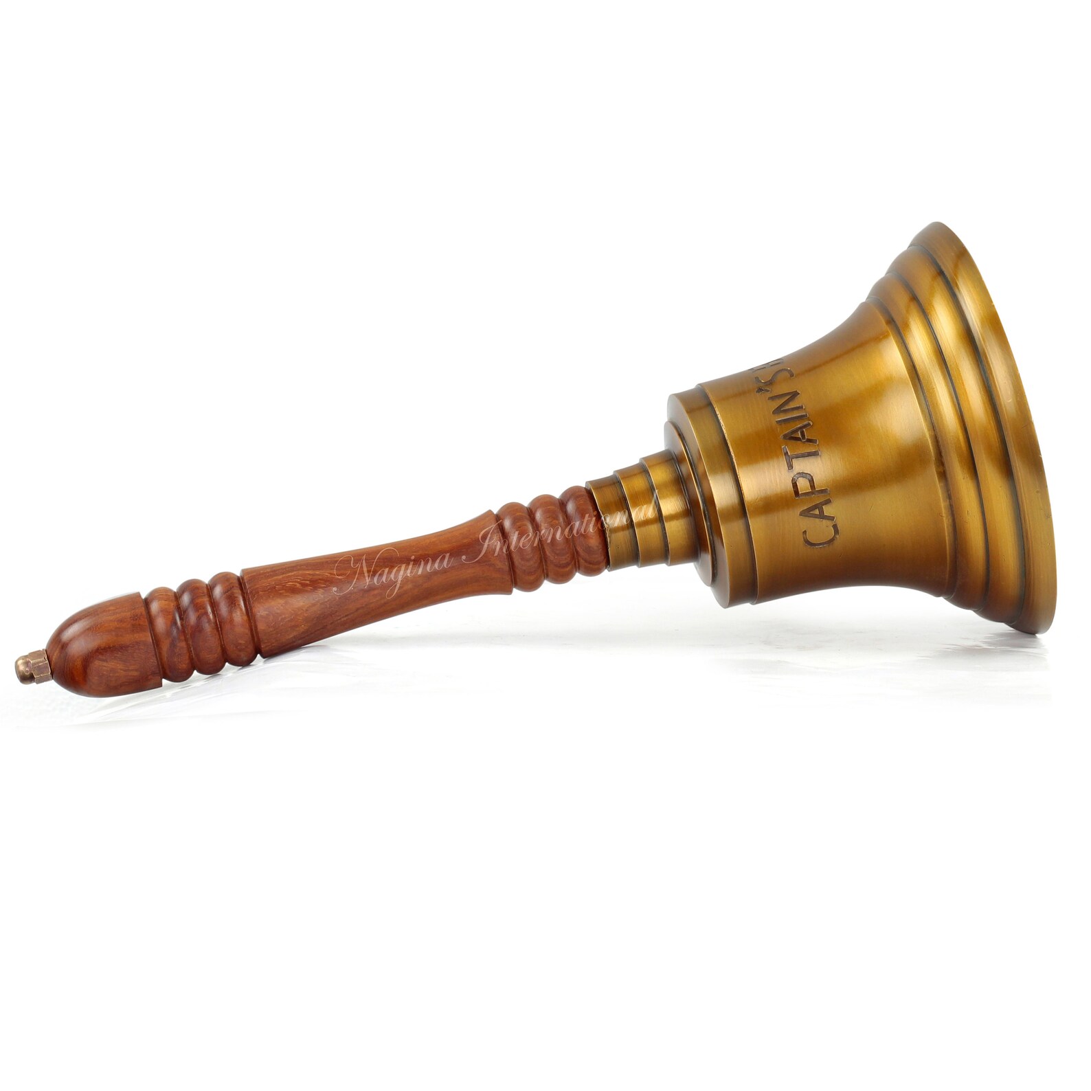 14 Brass Hand Bell Large And Heavy Antique Brushed Etsy