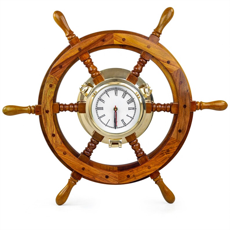Elite Elegant Porthole Clock Ship Wheel with Beveled Glass Etsy