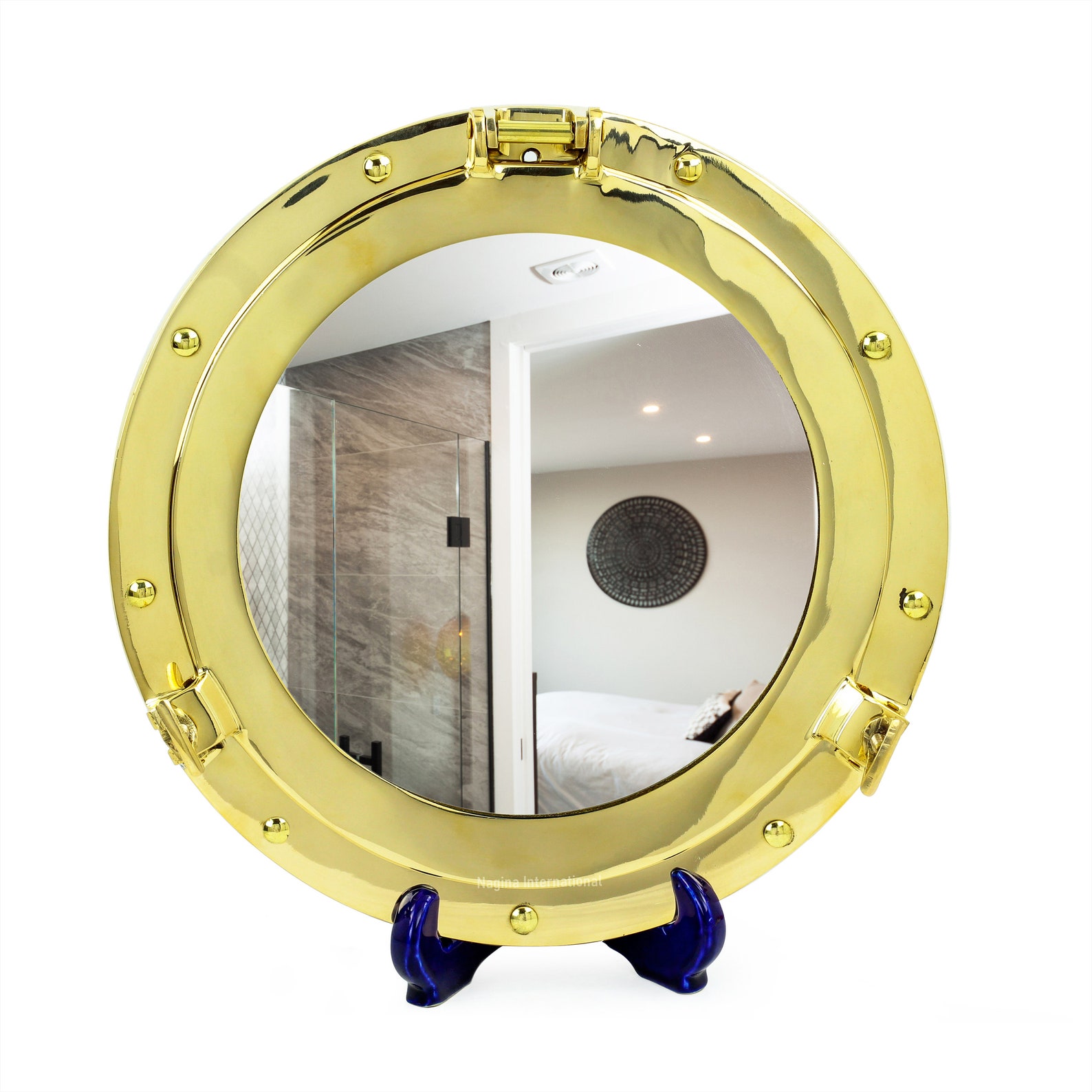 12 Solid Brass Round Porthole Mirror 30 Cms Old Etsy