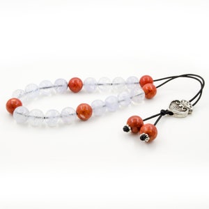 Quartz & Soft Red Coral Gemstone Greek Worry Beads Komboloi