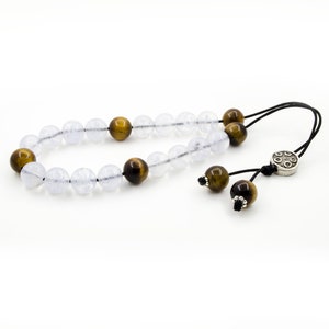 Quartz & Tiger&#39;s Eye Gemstone Greek Worry Beads Komboloi