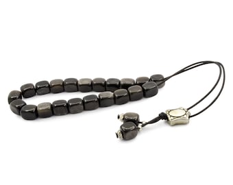 Black Obsidian Greek Komboloi Worry Beads (9x8mm)