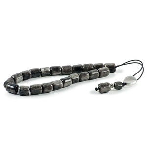 Gray Obsidian Gemstone Worry Beads Greek Komboloi | 13x11mm Anxiety Beads