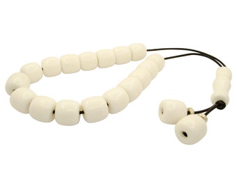 White Acrylic Greek Komboloi Worry Beads: Anti-Stress Anxiety Beads