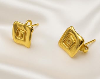 Gold Filled Sterling Silver Greek Key Earrings: Meander Symbol
