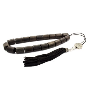 Black Ebony Wood Greek Komboloi Worry Beads: 15x12mm Stress Relief