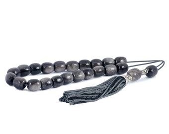 Gray Obsidian Gemstone Worry Beads Greek Komboloi