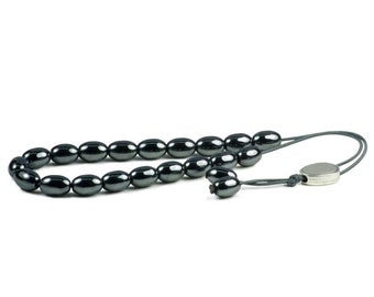 Oval Hematite Gemstone Greek Worry Beads Komboloi Anti Stress