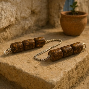 Begleri Fidget Beads – Greek-Inspired Stress Relief Toy Cinnamon Beads Greek Begleri Stainless Steel Chain Greek Stress Relieve Beads