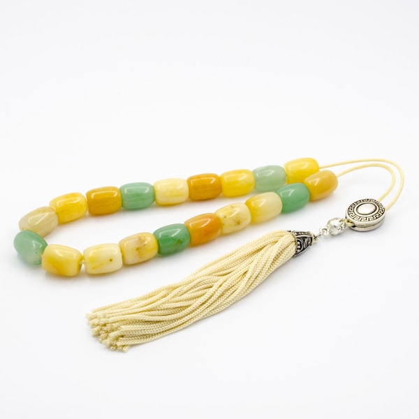 Green & Yellow Aventurine Gemstone Greek Worry Beads Komboloi