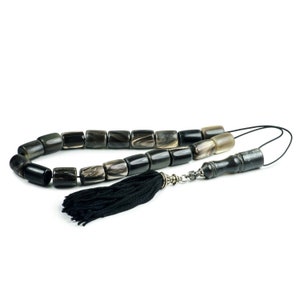 Reindeer Horns, Dark Gray Antlers Greek Worry Beads Komboloi Prayer Beads|15x13mm|20+Imam