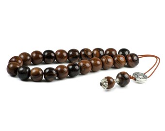 Brauner Obsidian griechische Komboloi Sorge Beads Angst Beads griechische Mäander Spacer