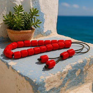 Red Greek Komboloi Quality Acrylic Worry Beads Anti Stress Relieve Beads Anxiety Beads