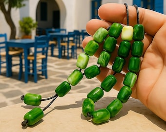 Groene acryl Komboloi zorgkralen: Griekse antistresskralen