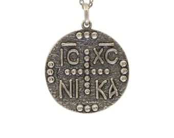 Konstantinato Pendant 925 Sterling Silver Protection Necklace Saint Helen & Constantine ΙϹ ΧϹ NIKA
