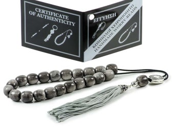 Gray Obsidian Gemstone Worry Beads Greek Komboloi