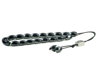 Swirl Oval Hematite Gemstone Greek Worry Beads Komboloi Anti Stress