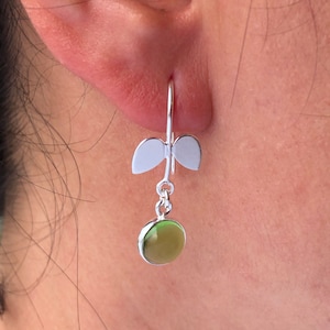 Cabochon Peridot Edelstein Tropfen Ohrringe Sterling Silber