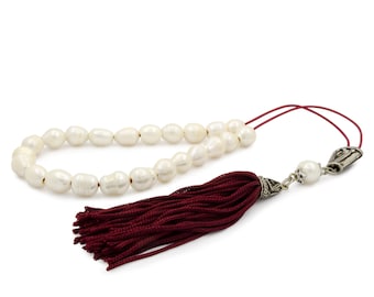 White Freshwater Pearls Greek Worry Beads Komboloi