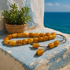 Amber Acrylic Greek Komboloi Worry Beads: Anti-Stress Anxiety Relief