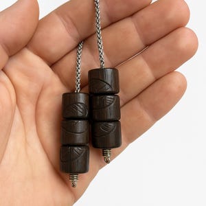Begleri Fidget Beads – Greek-Inspired Stress Relief Toy XL Hand-Carved Black Ebony Wood Greek Worry Beads Stainless Steel Chain