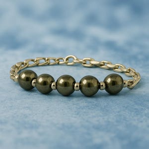 Natural Hematite Gemstone with Stainless Steel Chain Unisex Bracelet