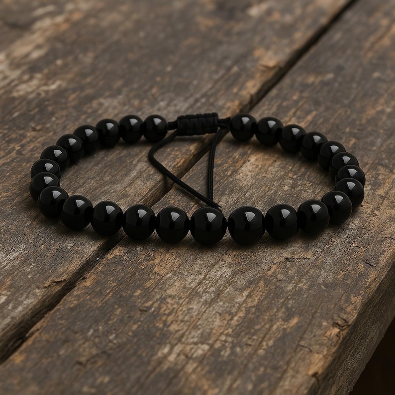 Bracelet réglable en tourmaline noire pour homme et femme, pierres précieuses protectrices pour la guérison image 2