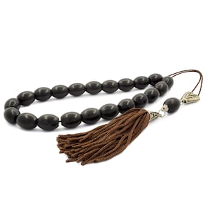 Black Ebony Wood Greek Worry Beads Komboloi 14x13mm Stress Relieve Beads