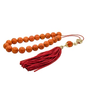 Natural Red Sponge Coral Gemstone Greek Komboloi Worry Beads|21+1 beads|12mm